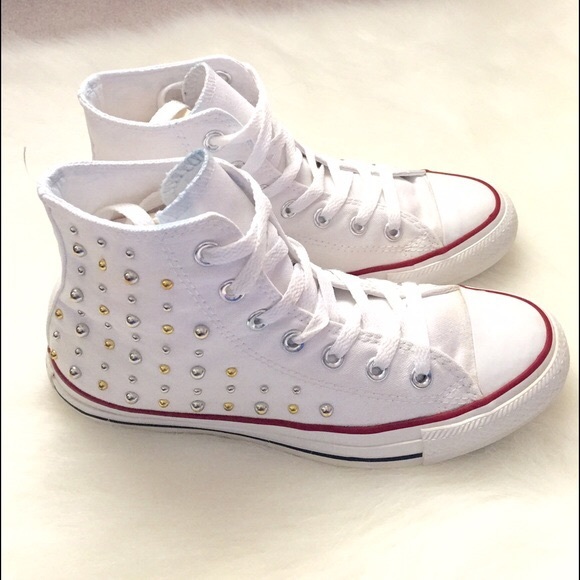 white studded converse high tops